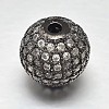 Round Brass Micro Pave Cubic Zirconia Beads ZIRC-N016-01B-12mm-1