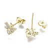 Brass Micro Pave Clear Cubic Zirconia Stud Earrings EJEW-T046-29G-NF-3