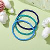 3Pcs 3 Colors Glass Seed Beaded Stretch Bracelet Sets BJEW-JB10529-02-3