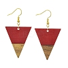 Resin & Walnut Wood Triangle Dangle Earrings EJEW-JE05505-04-1