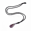 Natural Amethyst Hexagon Pendant Necklace with Nylon Cord NJEW-G094-A01-4