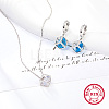 Rhodium Plated 925 Sterling Silver Cube Dangle Hoop Earring & Pendant Necklace LS6808-1-1