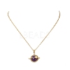 Natural Amethyst Copper Wire Wrapped Planet Pendant Brass Cable Chain Necklaces for Women NJEW-TA00260-02-2