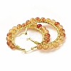 Natural Agate+Crystal Beaded Hoop Earrings for Women EJEW-C003-03P-RS-2