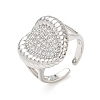Brass Micro Pave Cubic Zirconia Cuff Open Rings for Women CU-CBA760A-13B-P-4
