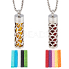 2Pcs 2 Styles Anti-Tarnish Stainless Steel Mini Hollow Column Perfume Bottle Necklaces NJEW-DR0001-02C-1