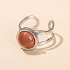 304 Stainless Steel & Goldstone Cuff Rings FS-WGDE3F0-14-1
