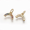 Brass Cubic Zirconia Charms ZIRC-E162-14G-1