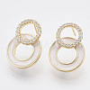 Brass Micro Pave Clear Cubic Zirconia Stud Earring Findings KK-T054-40G-NF-1