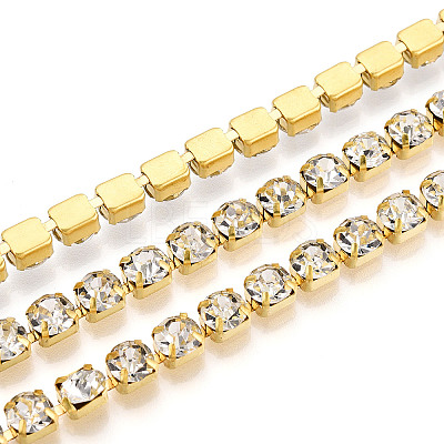 Brass Rhinestone Strass Chains CHC-T001-SS28-01G-1