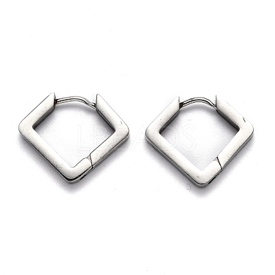 Tarnish Resistant 304 Stainless Steel Rhombus Huggie Hoop Earrings STAS-H156-08P-1