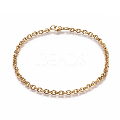 304 Stainless Steel Cable Chain Anklets AJEW-H100-01G-1