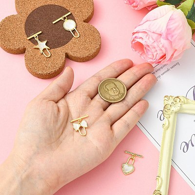4Pcs 4 Styles Brass Toggle Clasps KK-CJ0003-53-1