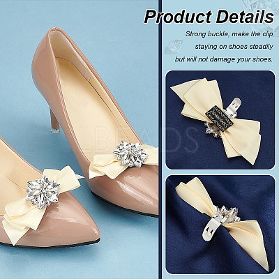 2Pcs Detachable Bowknot Polyester Ribbon Shoe Decoration FIND-FG0003-03A-1