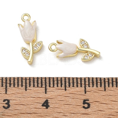 Brass Micro Pave Clear Cubic Zirconia and Enamel Charms KK-A300-22G-01-1