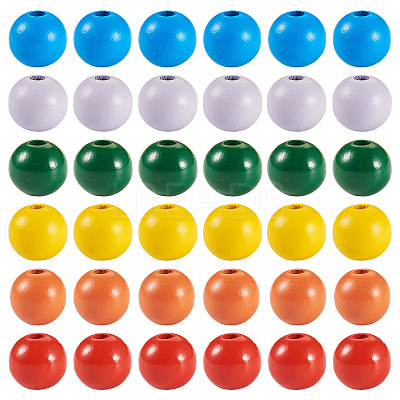 240Pcs 6 Colors Natural Wooden Beads WOOD-TA0002-74A-1