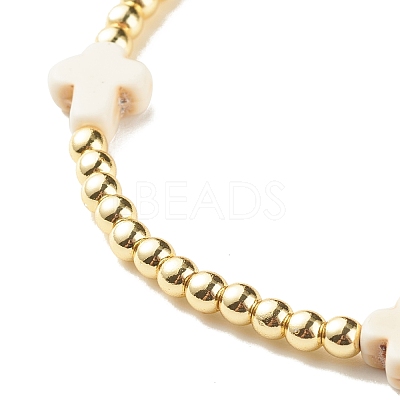 3Pcs 3 Style Natural White Jade & Synthetic Turquoise(Dyed) & Hematite Beaded Stretch Bracelets Set BJEW-JB07975-1