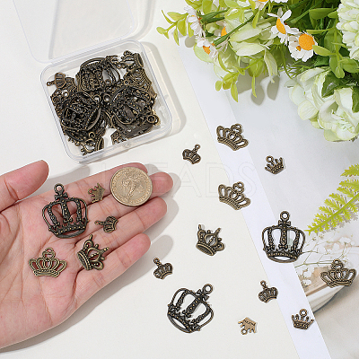 60Pcs 6 Styles Tibetan Style Alloy Charms FIND-BM0001-46-1