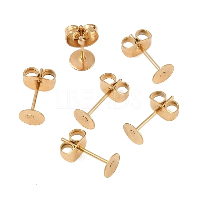 Ion Plating(IP) 304 Stainless Steel Stud Earring Findings X-STAS-H436-24G-5mm-1