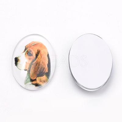 Puppy Photo Flatback Glass Cabochons GGLA-S034-25x18-034-1