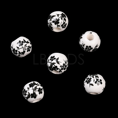 Handmade Printed Porcelain Beads X1-PORC-Q201-6mm-5-1