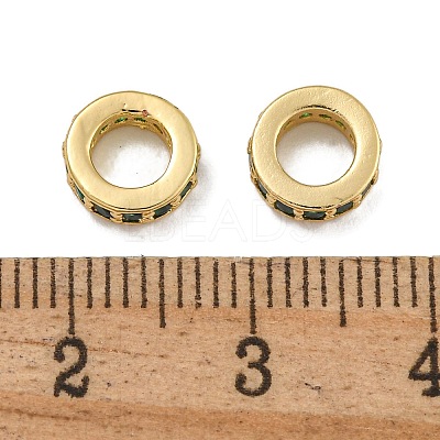Rack Plating Brass Micro Pave Clear Cubic Zirconia Beads KK-U030-32G-07-1