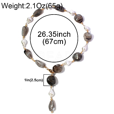 Alloy Resin Imitation Pearl Nuggets Lariat Necklaces for Women WG2BD40-01-1