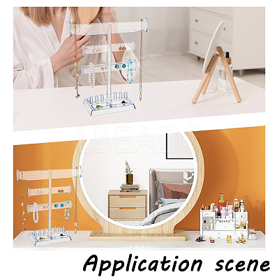 3-Tier T Bar Plastic Jewelry Towers for Earrings Rings ODIS-WH0030-204-1
