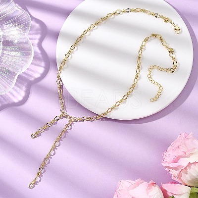 Brass Oval Link Lariat Necklaces for Women NJEW-JN05637-1