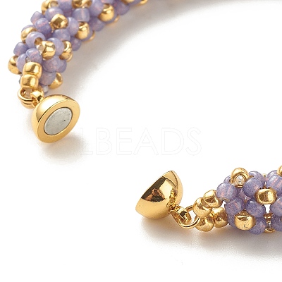 Glass Seed Beaded Bracelet with Brass Magnetic Clasp BJEW-JB07802-05-1