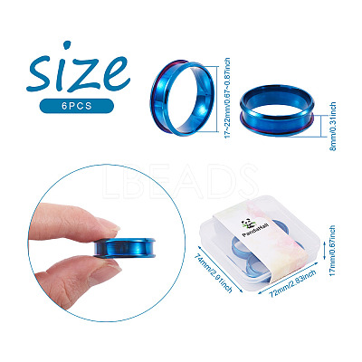 6Pcs 6 Styles Stainless Steel Grooved Finger Ring Settings STAS-YS0001-19-1