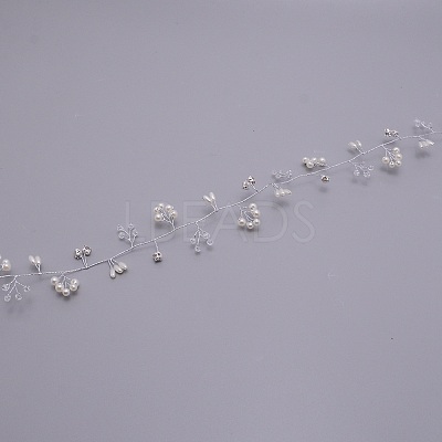 Handmade ABS Pearl Beads Hair Band OHAR-WH0019-06B-1