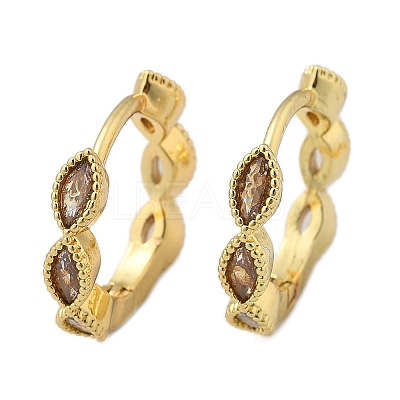 Brass Micro Pave Cubic Zirconia Huggie Hoop Earrings EJEW-K083-34G-B-1