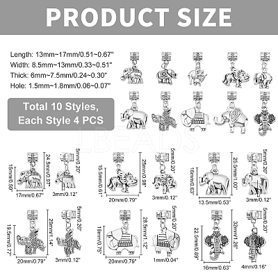 4 Sets Tibetan Style Alloy European Dangle Charms AJEW-PH0002-90-1