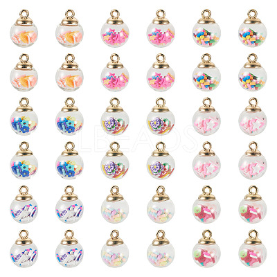 54Pcs 9 Styles Glass Pendants FIND-TA0008-55-1