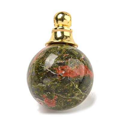 Natural Unakite Perfume Bottle Pendants G-K338-22G-11-1