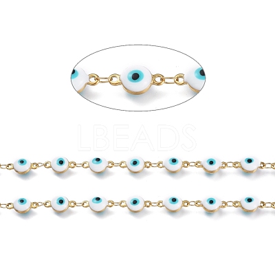 3.28 Feet Handmade Enamel Link Chains X-STAS-I154-02G-1