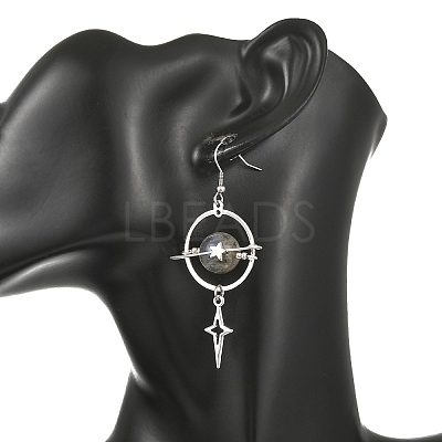 4 Pairs 4 Styles Natural Gemstone & Alloy Pendant Dangle Earrings EJEW-TA00818-1