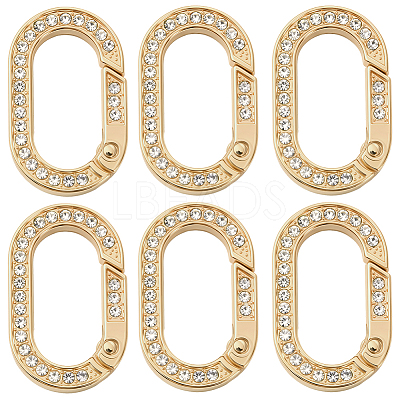 10Pcs Zinc Alloy Crystal Rhinestone Spring Gate Rings FIND-SC0019-51A-1