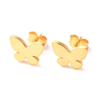 Ion Plating(IP) 304 Stainless Steel Stud Earrings EJEW-C001-14G-1