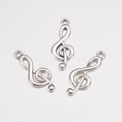 Tibetan Style Alloy Treble Clef Pendants X-TIBEP-R315-AS-LF-1