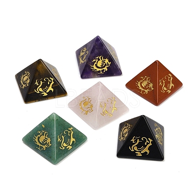 6Pcs Natural Obsidian & Red Jasper & Amethyst & Tiger Eye & Rose Quartz & Green Aventurine Orgonite Pyramid Display Decorations G-C186-05-1