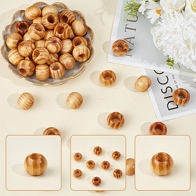 100Pcs Wood European Beads WOOD-PA0001-77-1