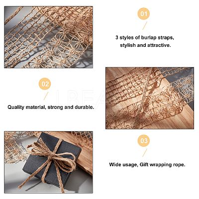 3 Rolls 3 Style Burlap Ribbons OCOR-AR0001-15-1