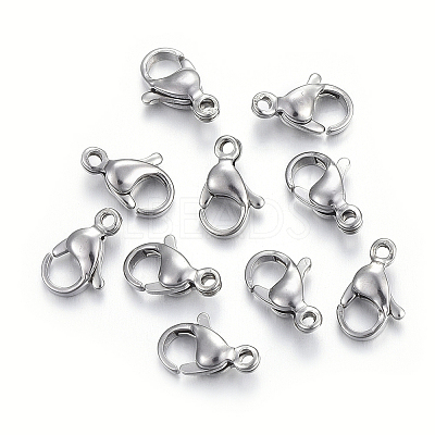 Non-Tarnish 304 Stainless Steel Lobster Claw Clasps X-STAS-F182-01P-E-1
