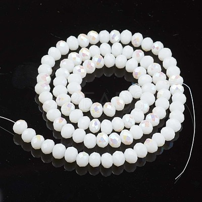 Electroplate Opaque Solid Color Glass Beads Strands X-EGLA-A034-P6mm-L17-1