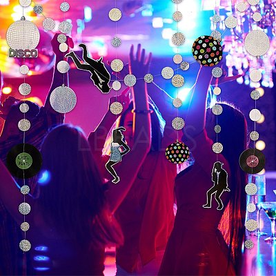 AHADEMAKER Iridescent Disco Theme Paper Garlands HJEW-GA0001-18-1