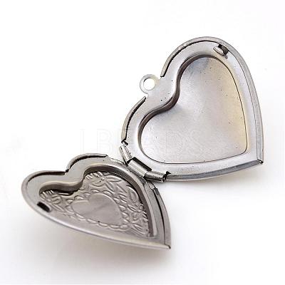 Tarnish Resistant 316 Stainless Steel Photo Locket Pendants STAS-S046-11-1