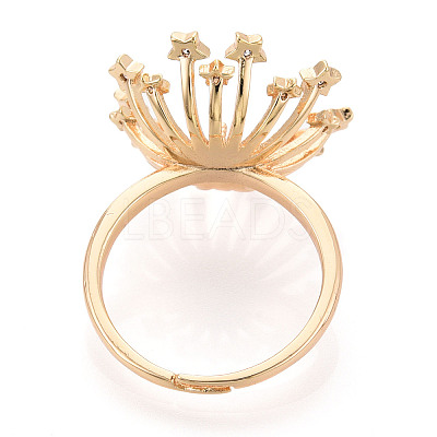 Star Brass Micro Pave Clear Cubic Zirconia Adjustable Ring Settings KK-T076-22G-1