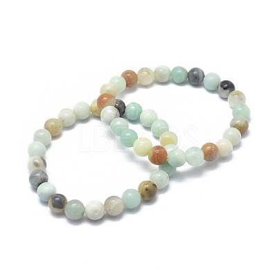 Natural Amazonite Bead Stretch Bracelets BJEW-K212-C-007-1
